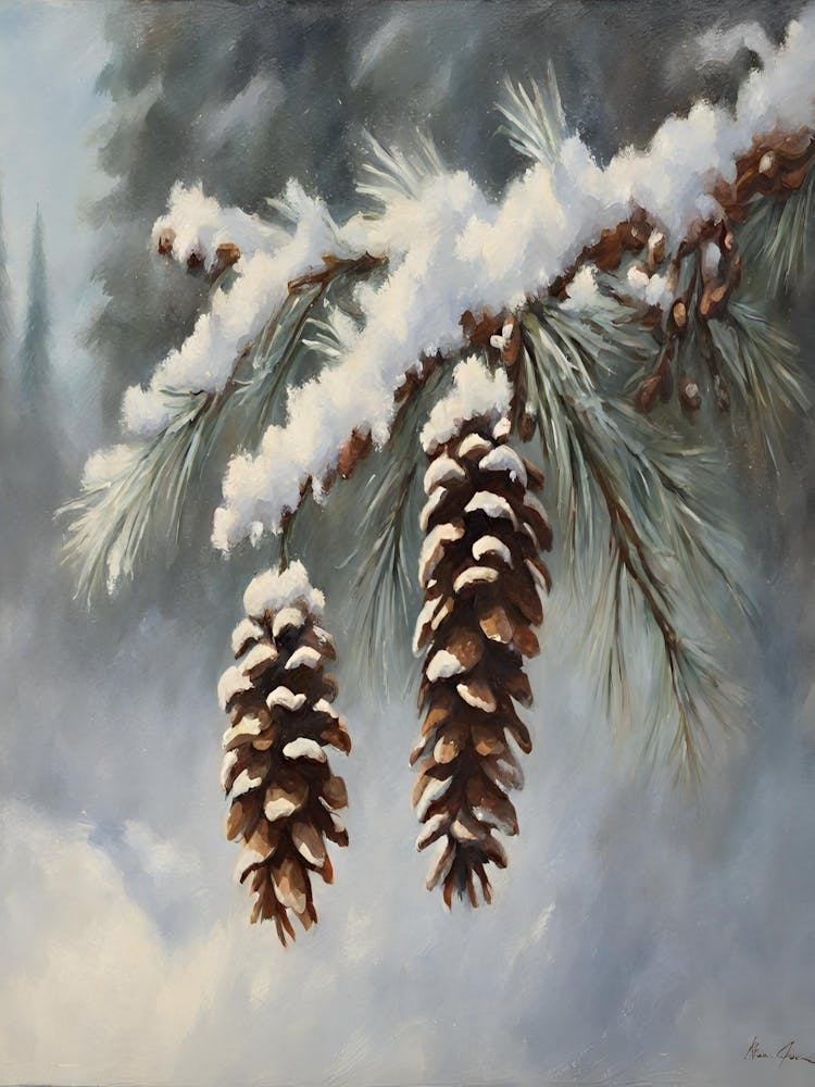 Pine Cones In The Snow 1