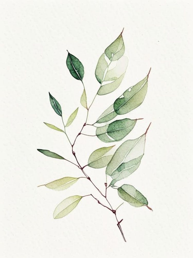 Bayberry Leaf Minimalist Watercolour