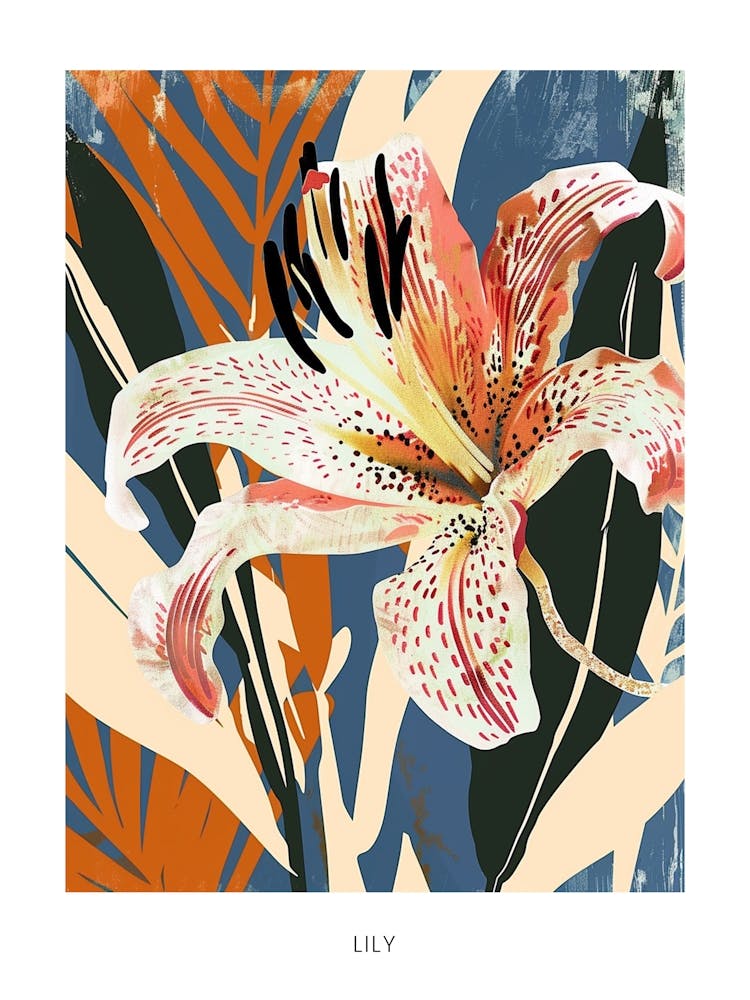 Colourful Flower Illustration Poster Lily 1