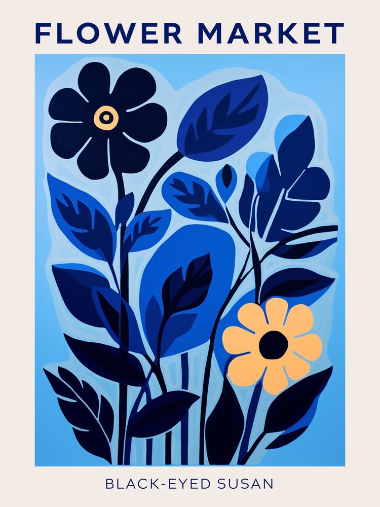 Blue Flower Market Poster Black Eyed Susan 4