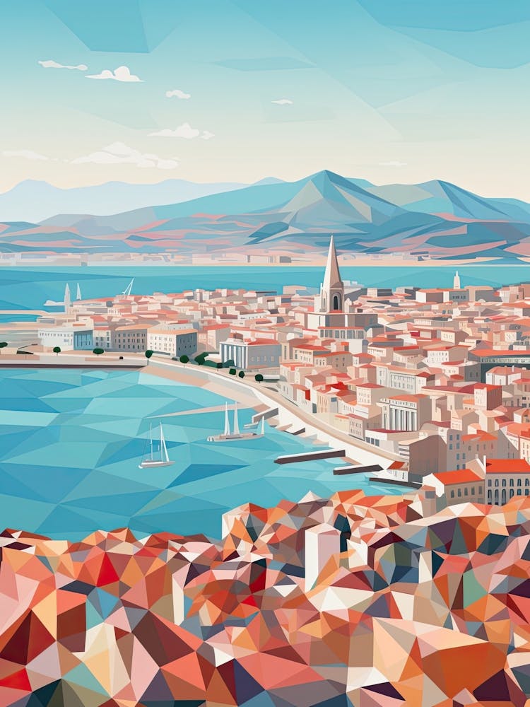 Marseille, France, Geometric Illustration 7
