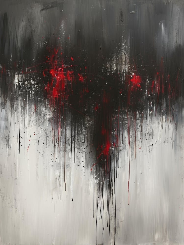 Abstract Painting, Black And Red