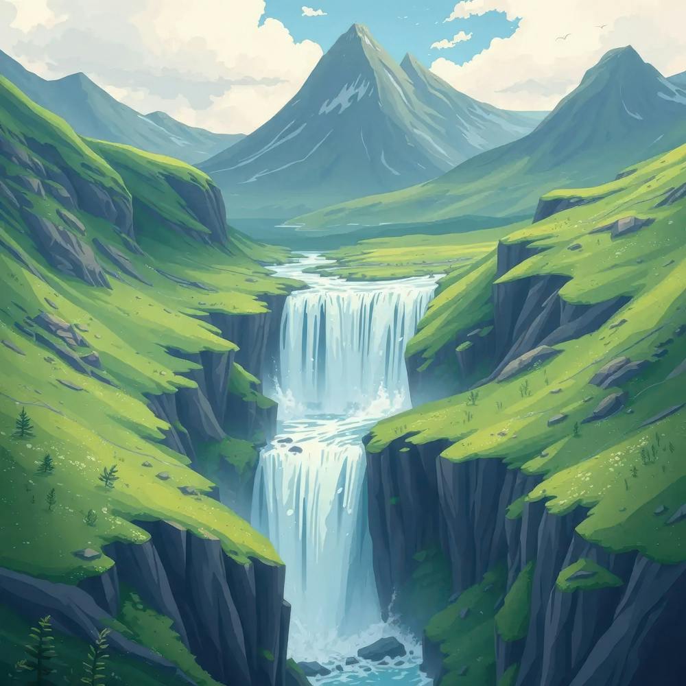 Waterfall In The Mountains 3