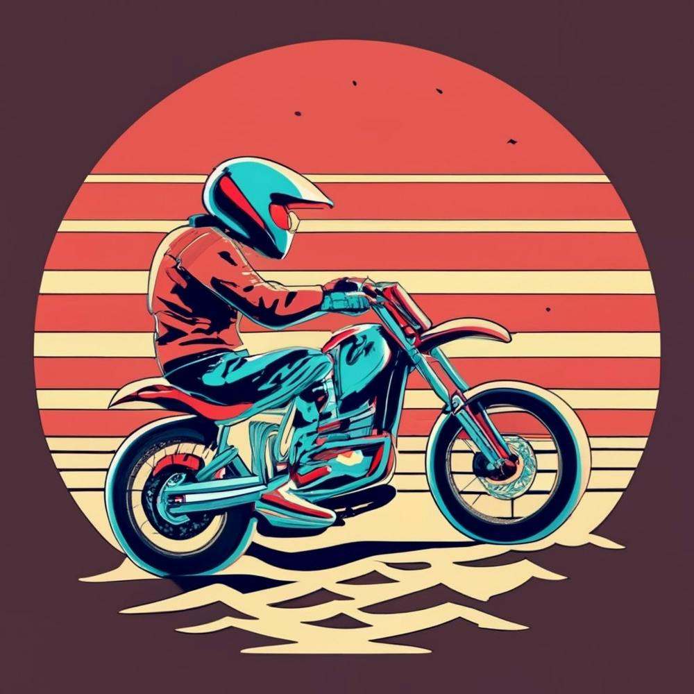 Vintage-Motorrad bei Sonnenuntergang