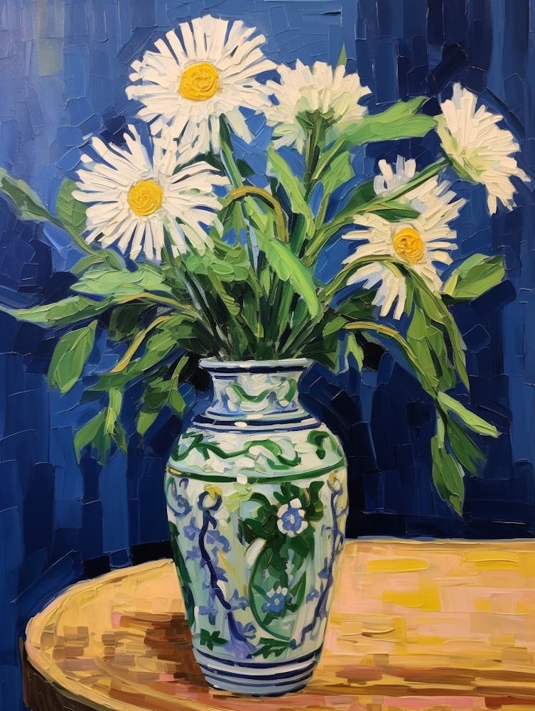 Flowers In A Vase Still Life Painting Asters 1