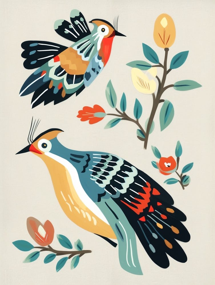 Folk Style Bird Painting Hoopoe 1