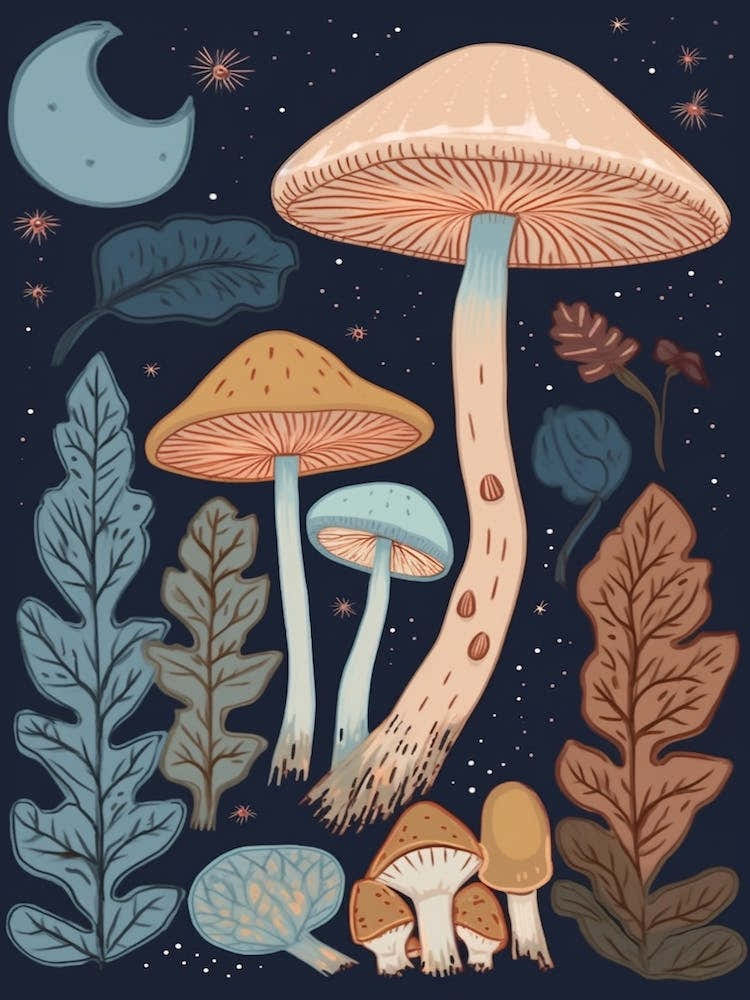 Magic Spring Mushrooms Illustration 1
