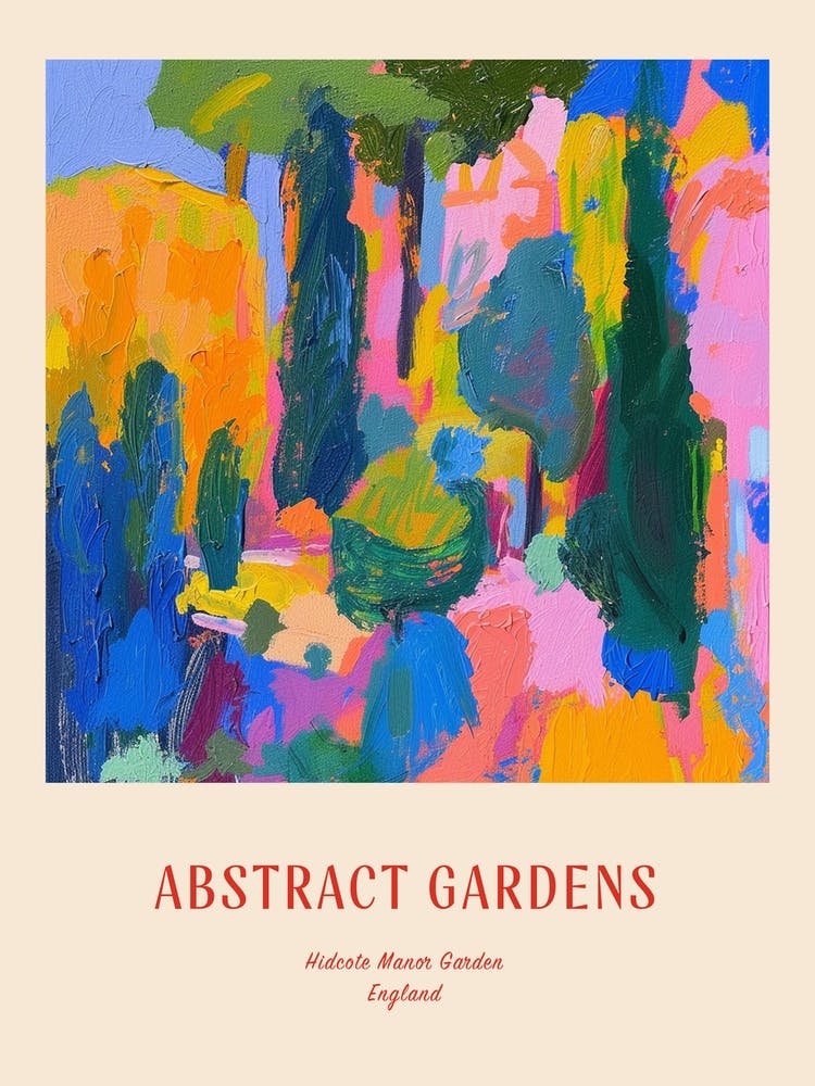 Colourful Gardens Hidcote Manor Garden United Kingdom 3 Red Poster