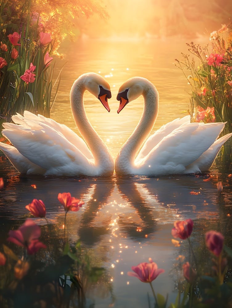 Amazing Swan Couple in the Lake 10