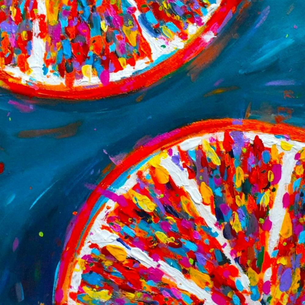 Oranges On Turquoise Square