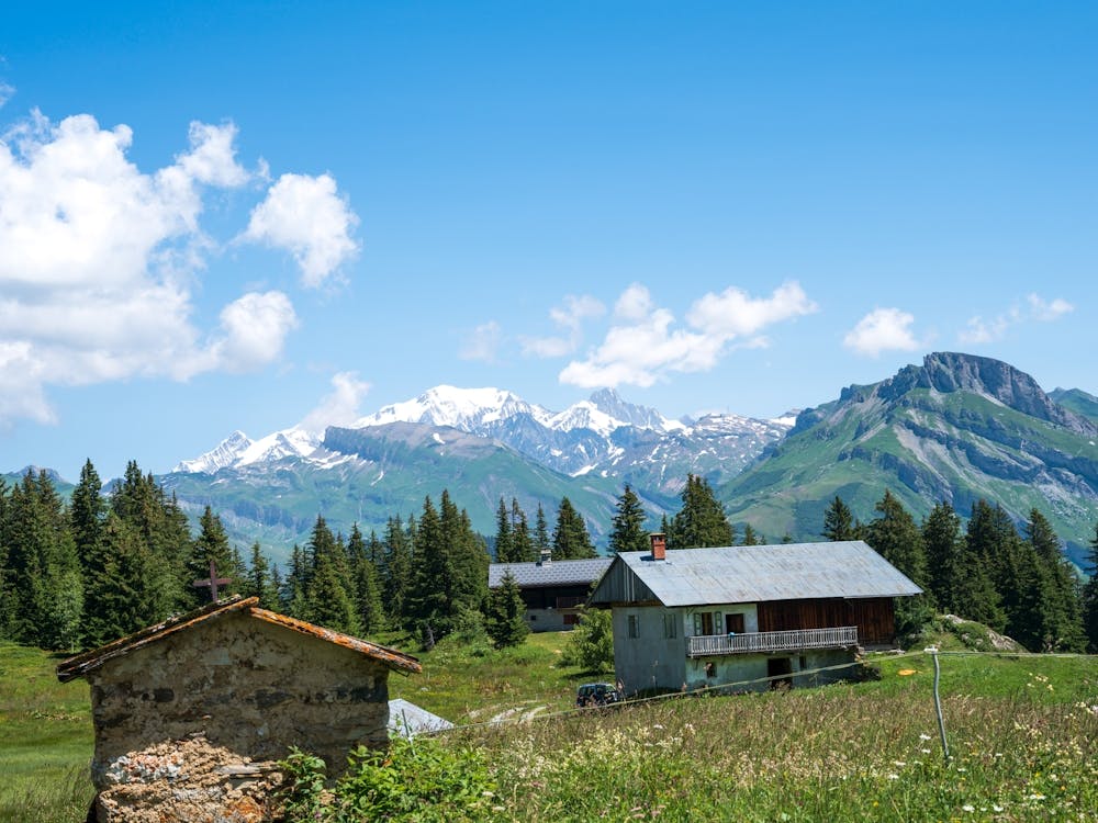 A view of the Mont Blanc from Col de Roselend in the french alps - summer mountain in France nature and travel photography by Christa Stroo Photography