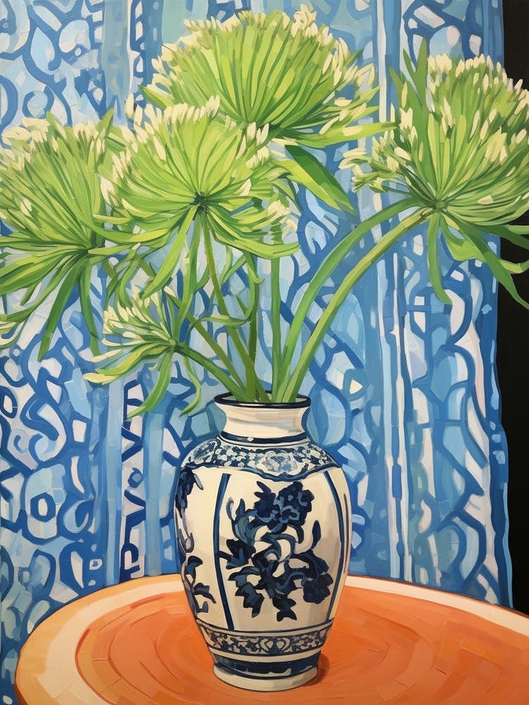 Flowers In A Vase Still Life Painting Agapanthus 3