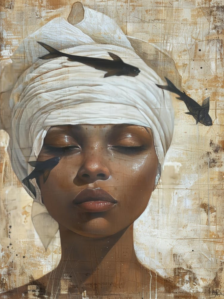 Woman With Fish On Her Head