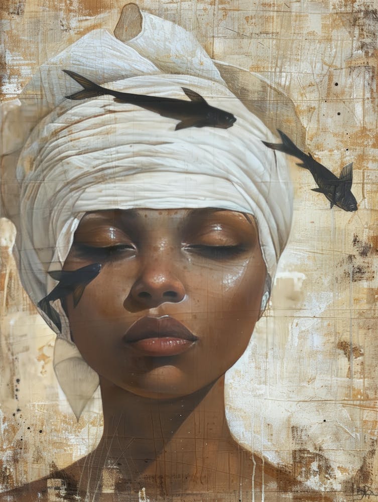 Woman With Fish On Her Head