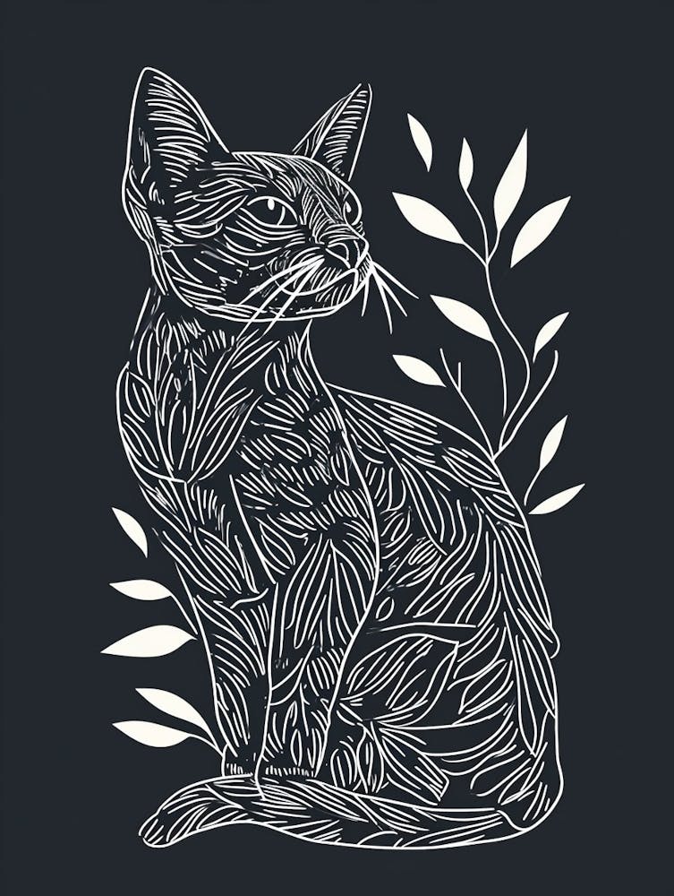 Oriental Shorthair Cat Minimalist Illustration 4