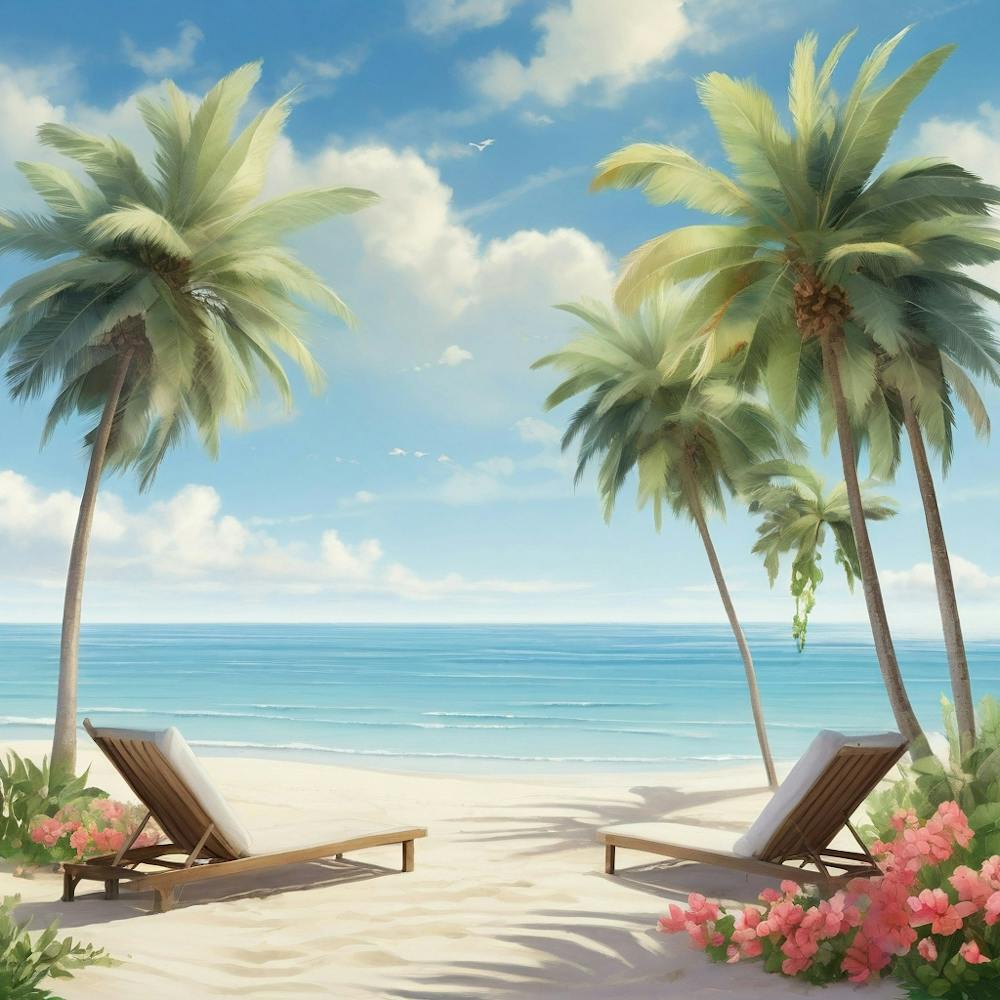 Von Palmen am Strand
