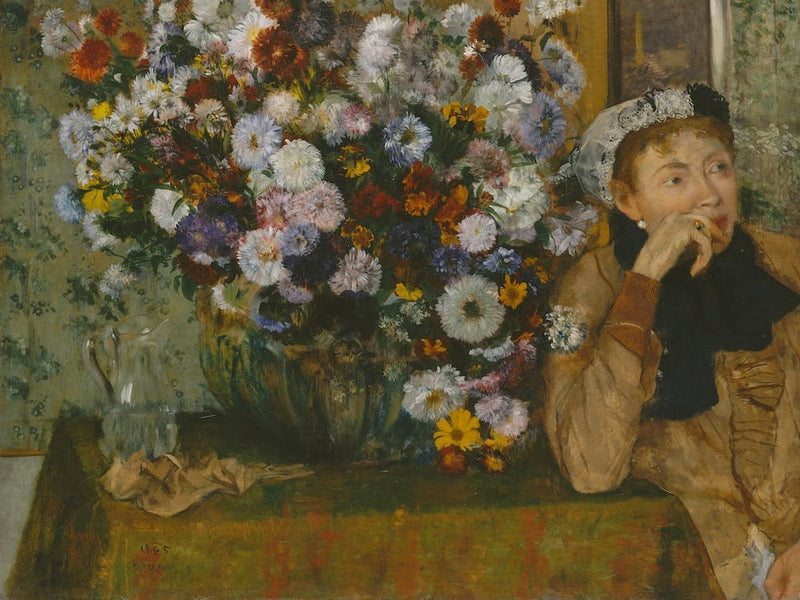 A Woman Seated Beside A Vase Of Flowers, Edgar Degas