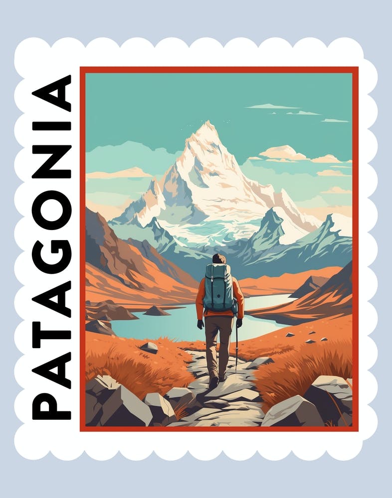 Patagonia 4 Travel Stamp Poster