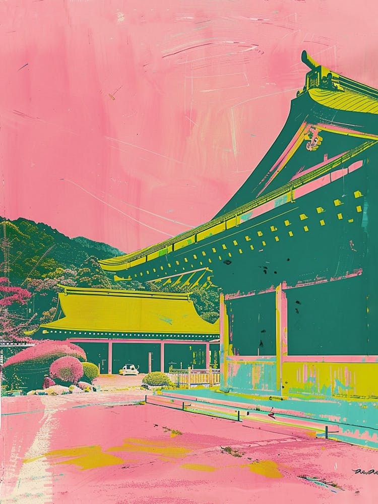 Hakone Japan Retro Duotone Silkscreen 2