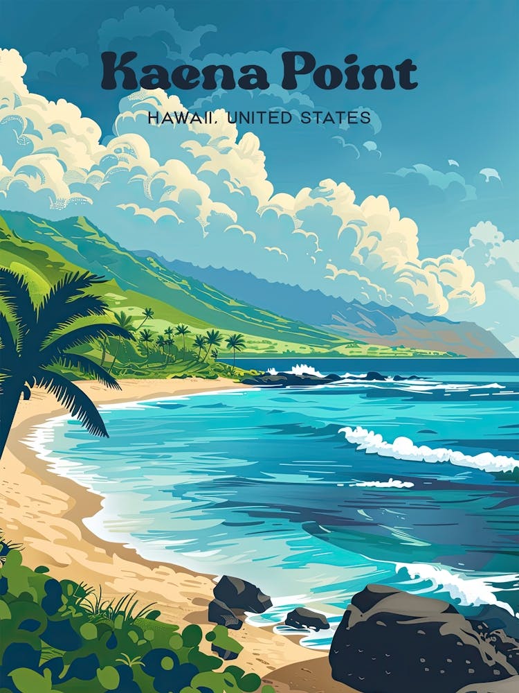 Kaena Point Hawaii Island Digital Travel Art