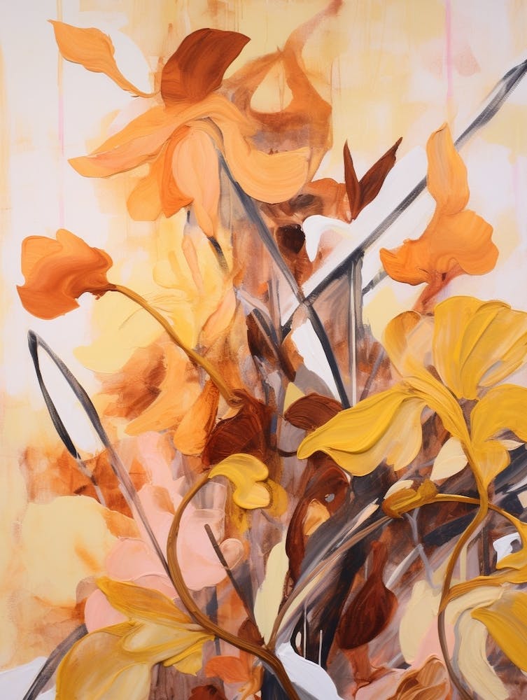 Fall Flower Painting Monkey Orchid 1