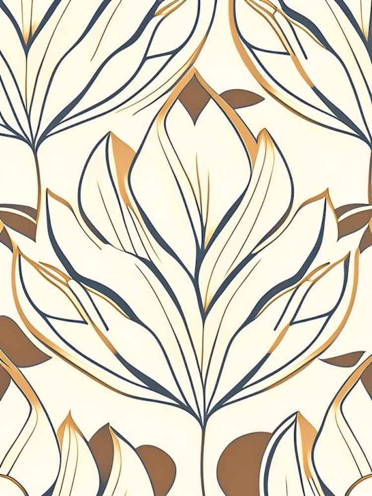 Lotus Flower Repeat Pattern Retro Minimal 3