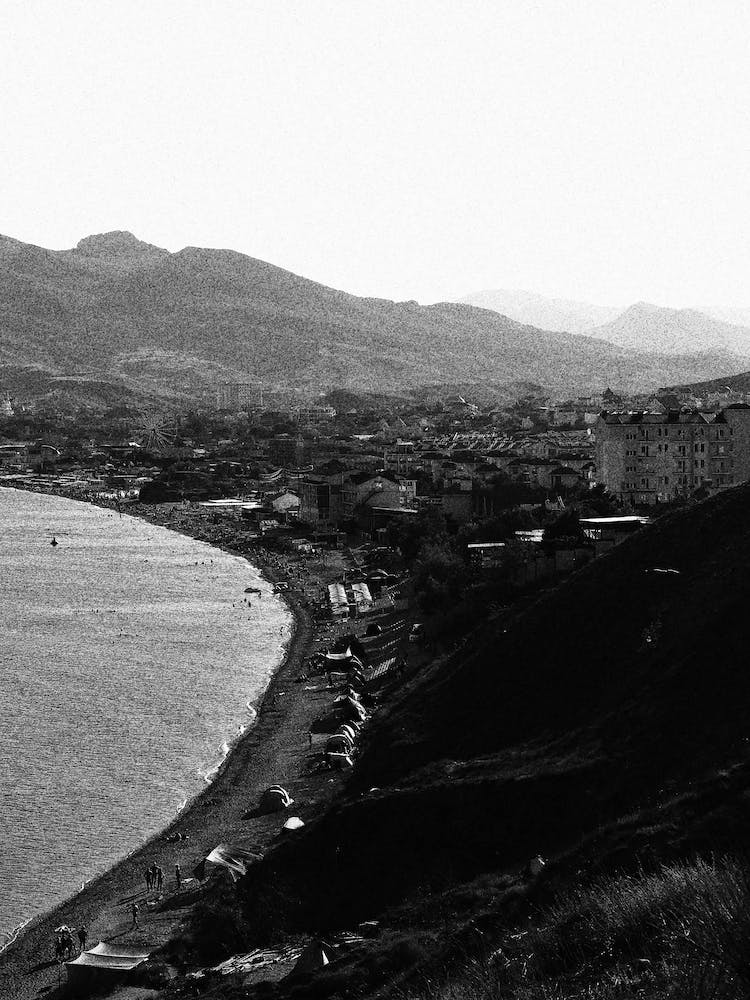 Black And White Photo Of A Beach
