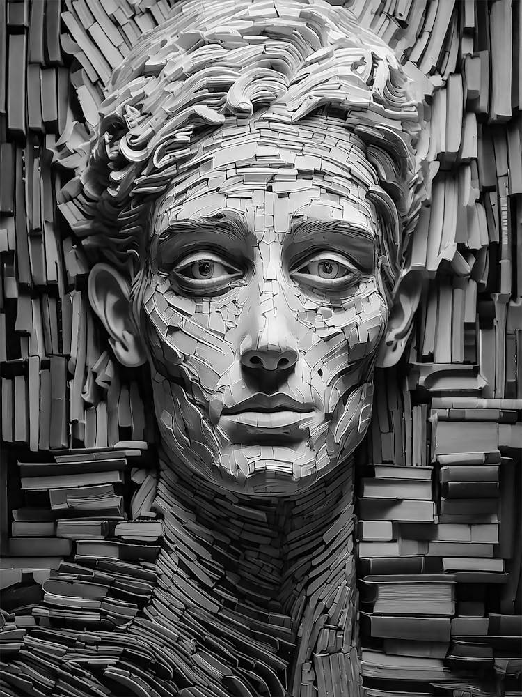 Book Sculpture Black And White