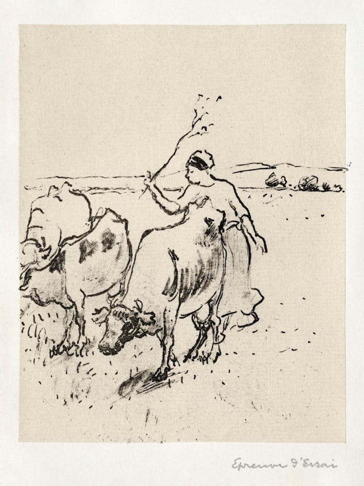 Cowherder (ca. 1899), Camille Pissarro