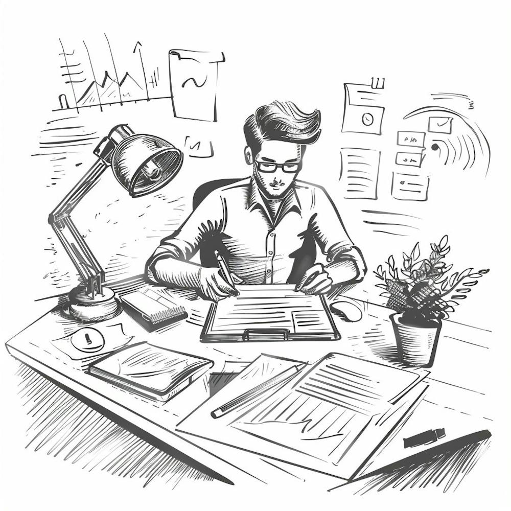 Businessman Working At Desk