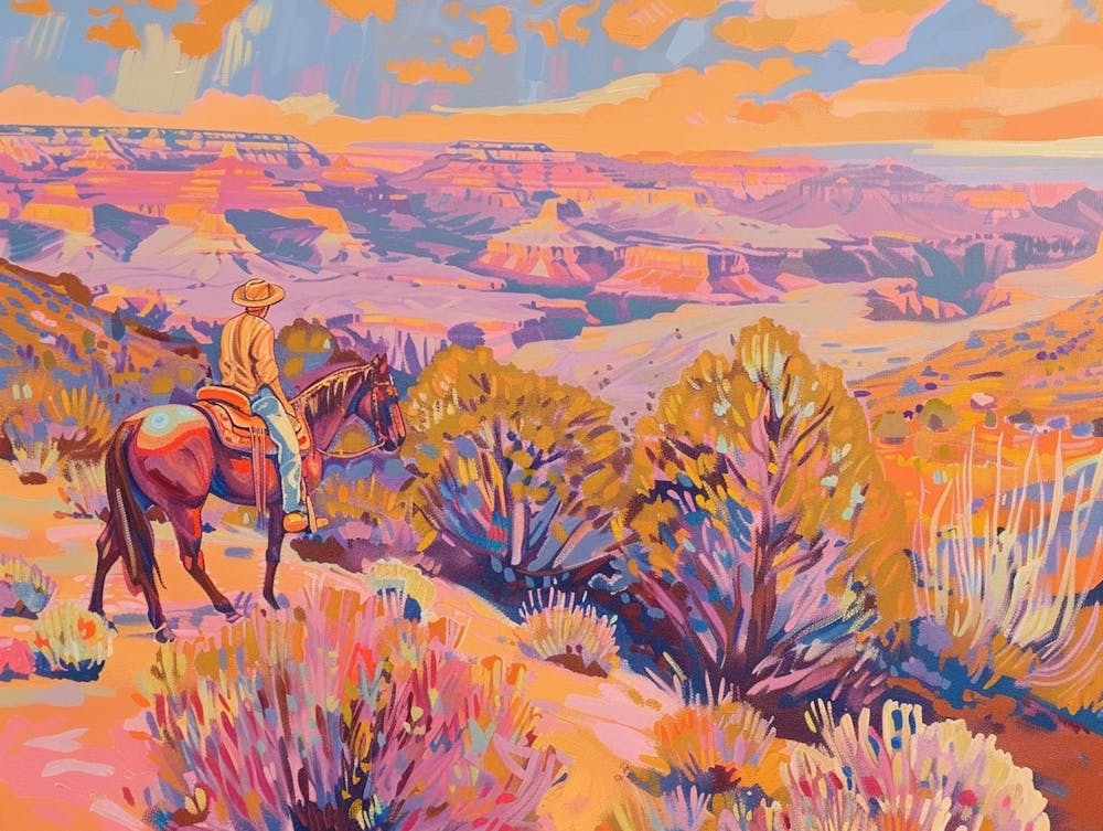 Cowboy Painting Grand Canyon Arizona 3