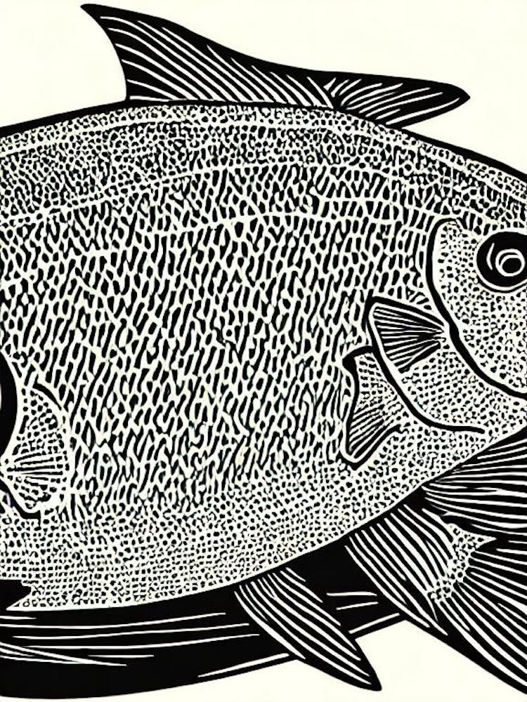 Black Sea Bass Linocut