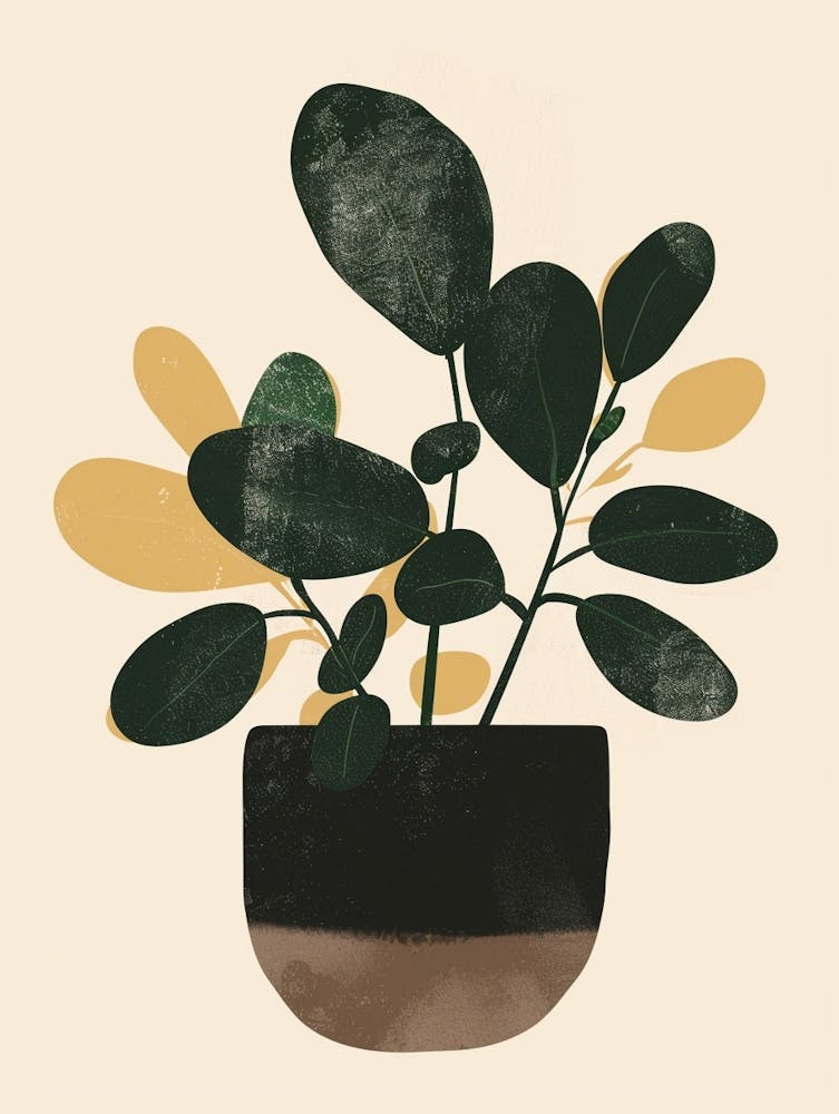 Jade Plant Minimalist Illustration 5