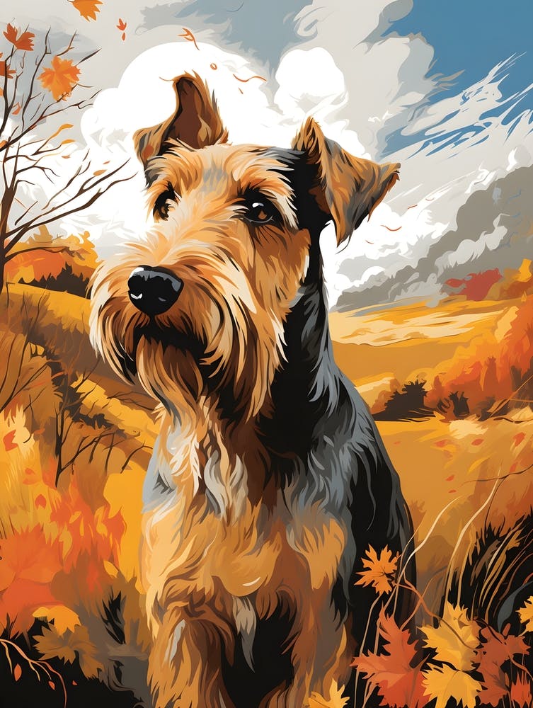 Terrier On A Windy Autumn Day