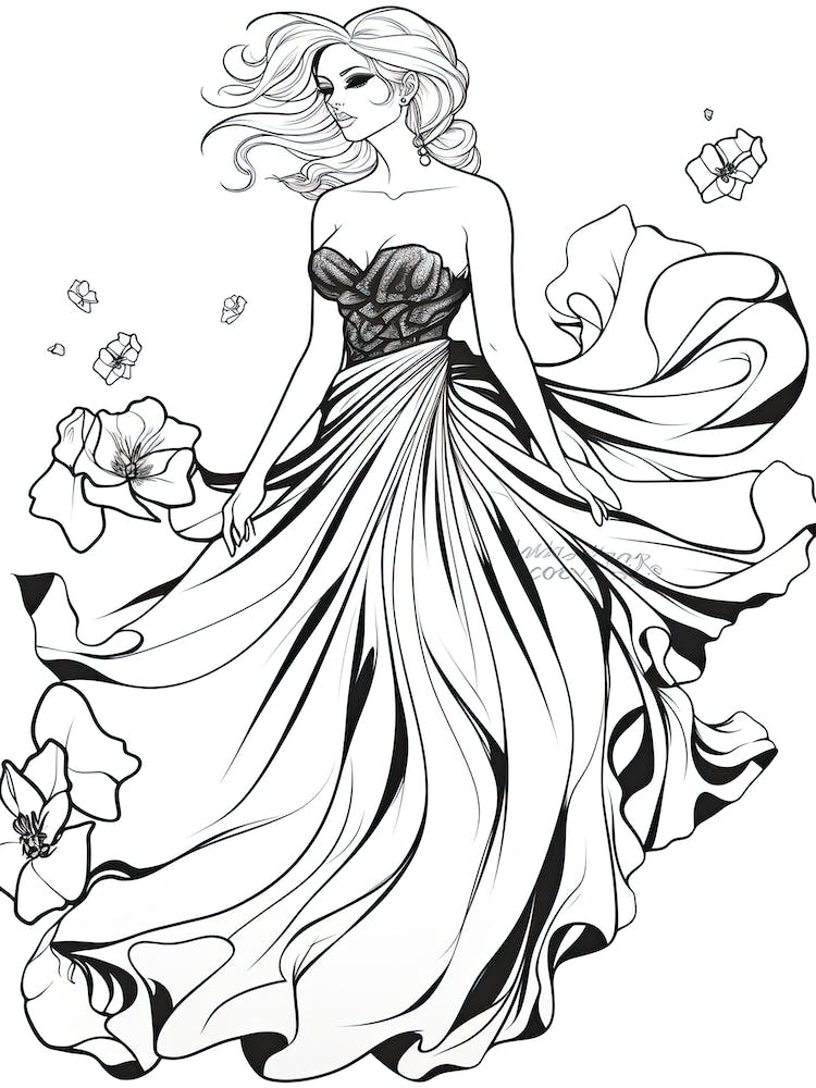 Bloom Body Girl Line Art 8