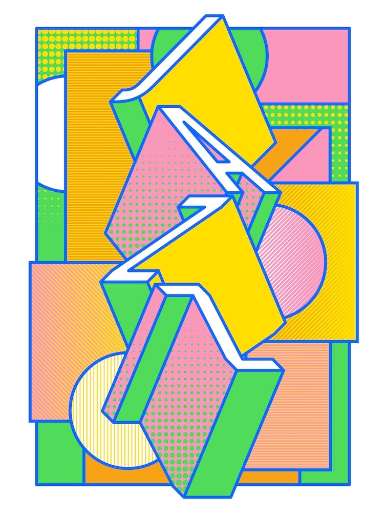 Jazz Music typography in bold neon colours