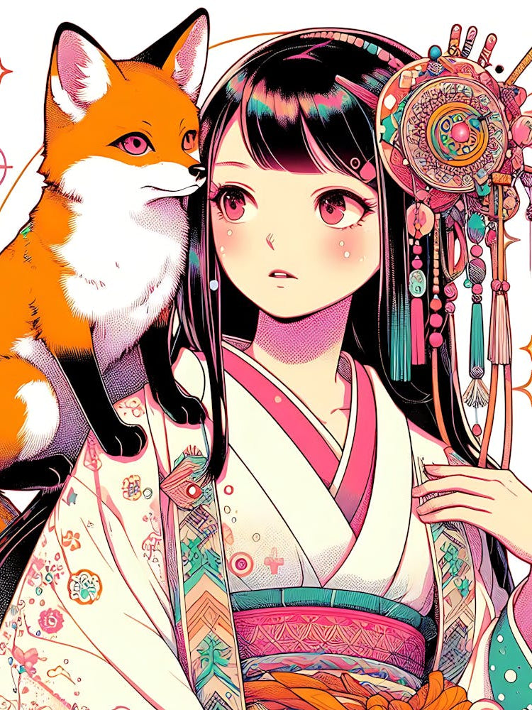 Japanese Girl With Fox