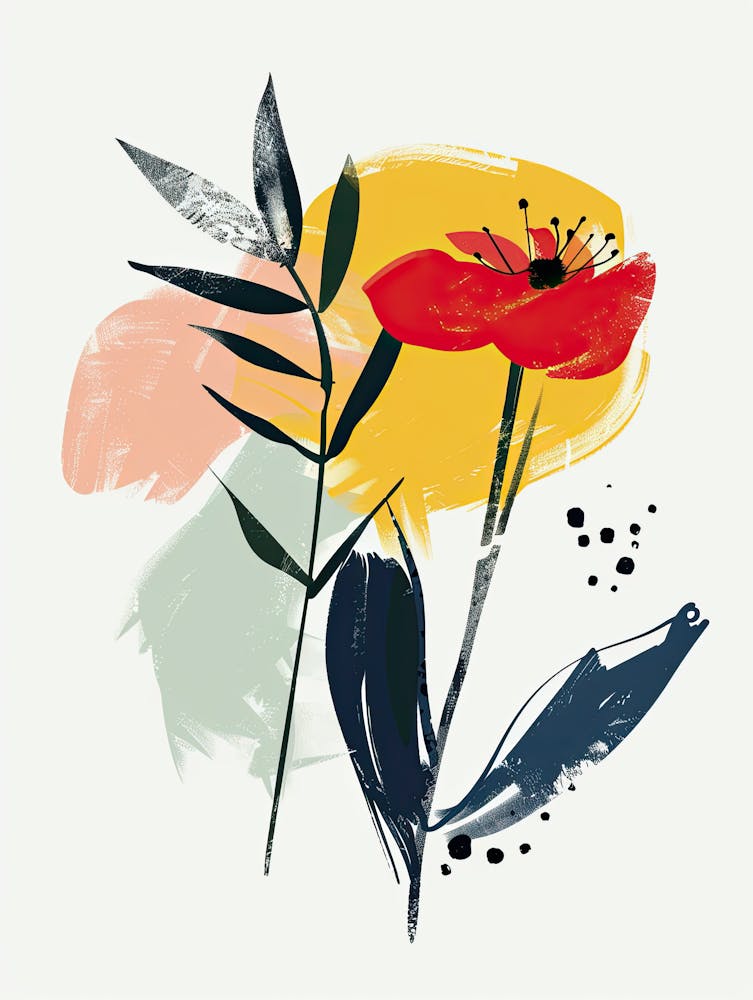 Red Poppy, Boho, Minimalism