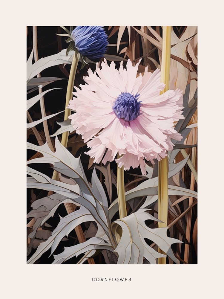 Flower Illustration Cornflower 1 Poster