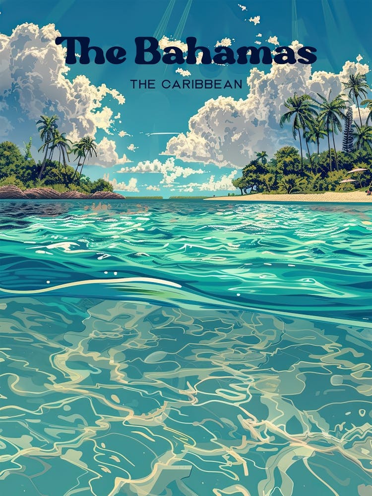 The Bahamas Caribbean Summer Digital Travel Art