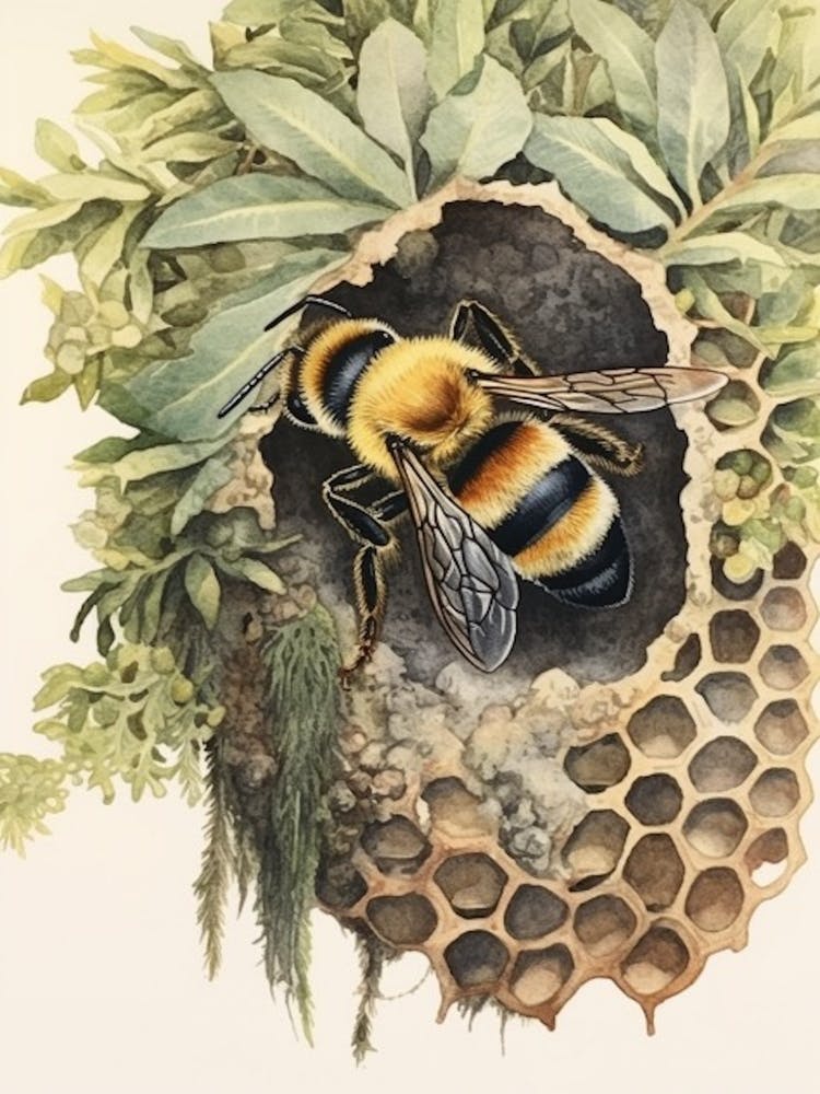 Mason Beehive Watercolour Illustration 3