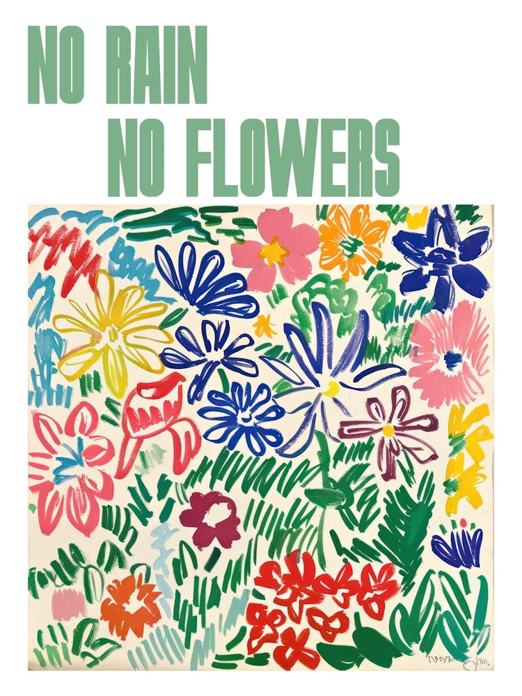 No Rain No Flowers Poster Blumen-Gemälde im Matisse-Stil 2