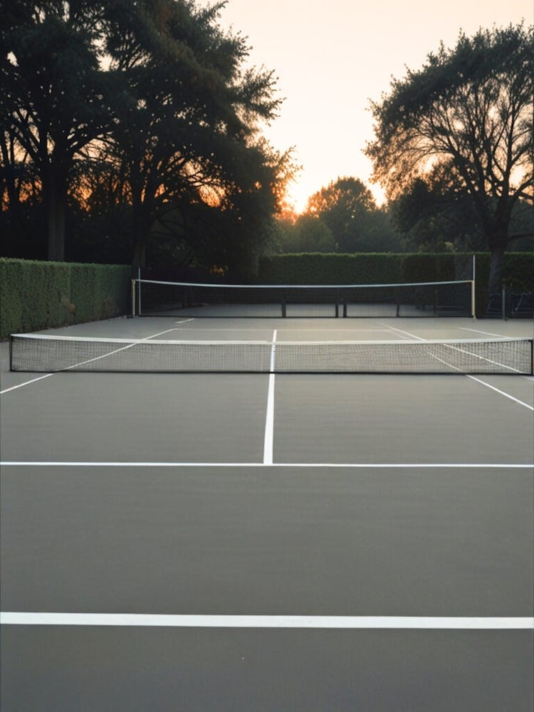 Tennis Court At Sunset