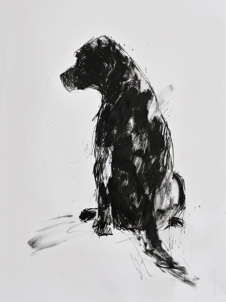 Minimalist Labrador Dog Charcoal Line 3