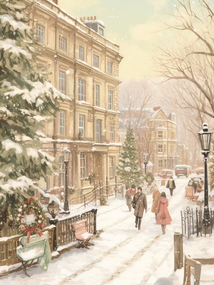 Vintage Winter Illustration London United Kingdom 2