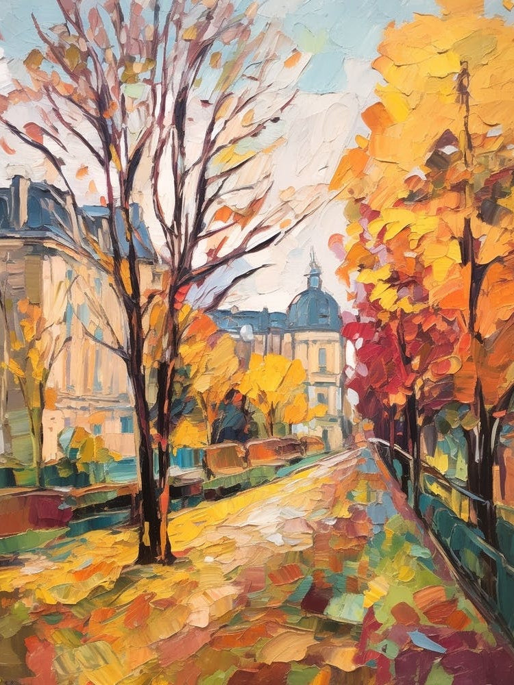 Autumn Gardens Painting Jardin Des Plantes France 1