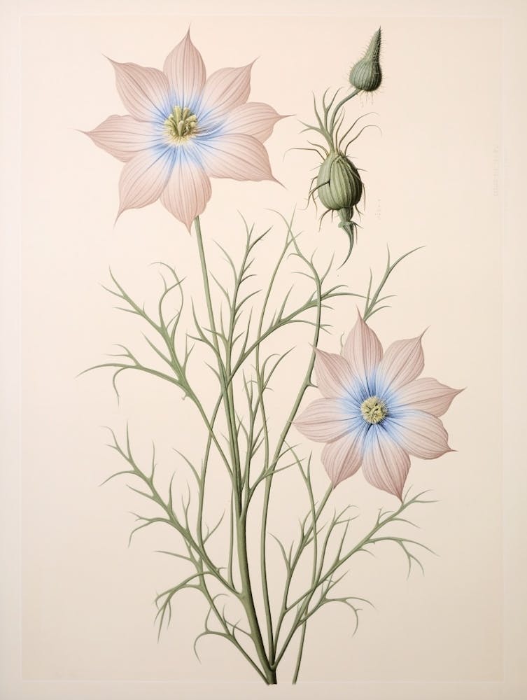 Floral Illustration Love In A Mist Nigella 2