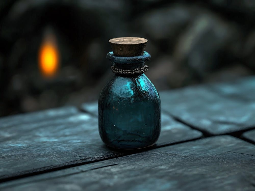 Kleine Flasche mit Kerze