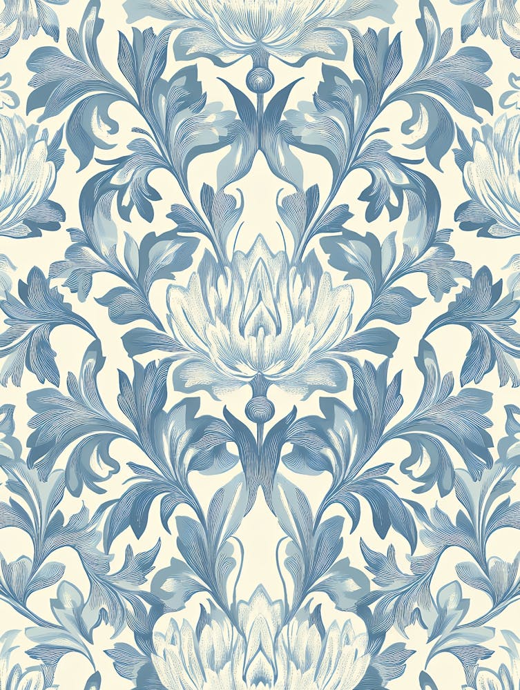 Blaue Damasttapete