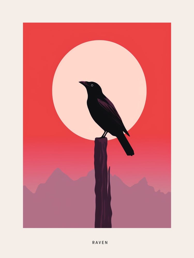 Minimalist Raven 1 Bird Poster
